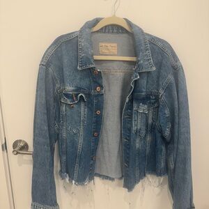 Free People Distressed Denim Jacket